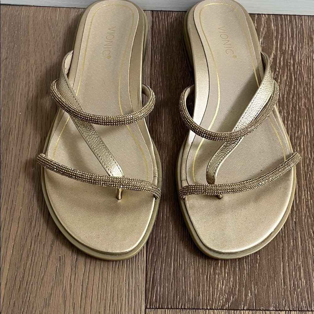 Vionic Metallic Gold Strappy Sandals